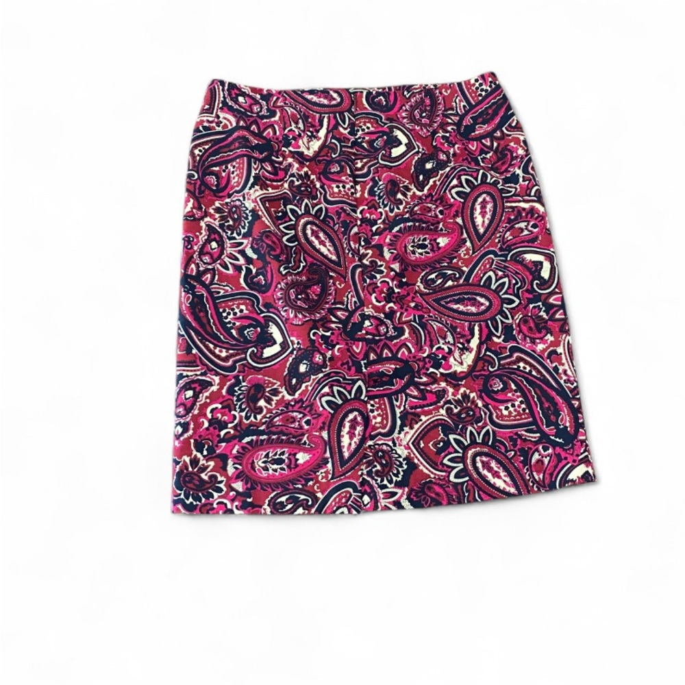 TALBOTS  10 Pink Paisley A-Line Skirt Officecore Feminine Knee Length Maximalist